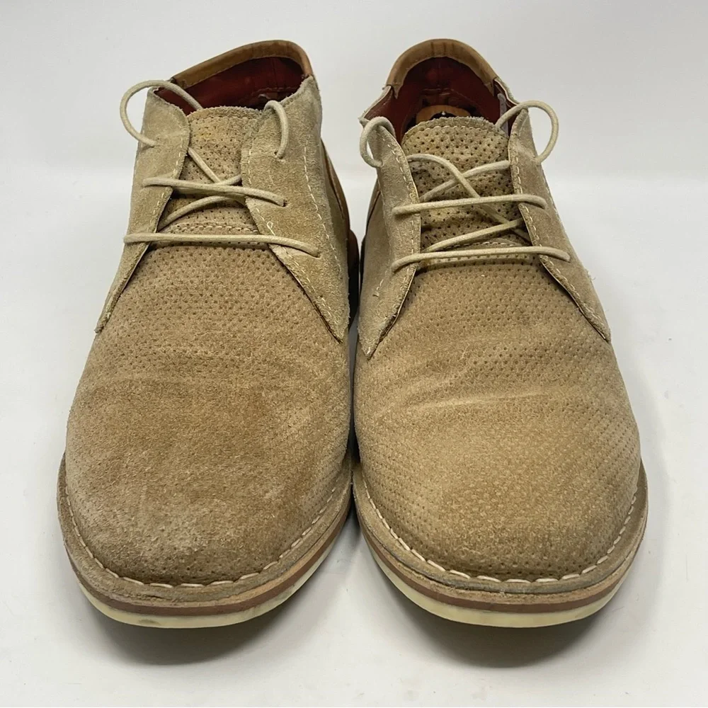 Steve Madden Hendric Chukka Boots Mens 8.5 Tan Brown Suede Perforated Lace Up